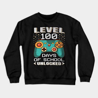 100 Days School Video Gamer 100th Day Teacher Student Kids Crewneck Sweatshirt